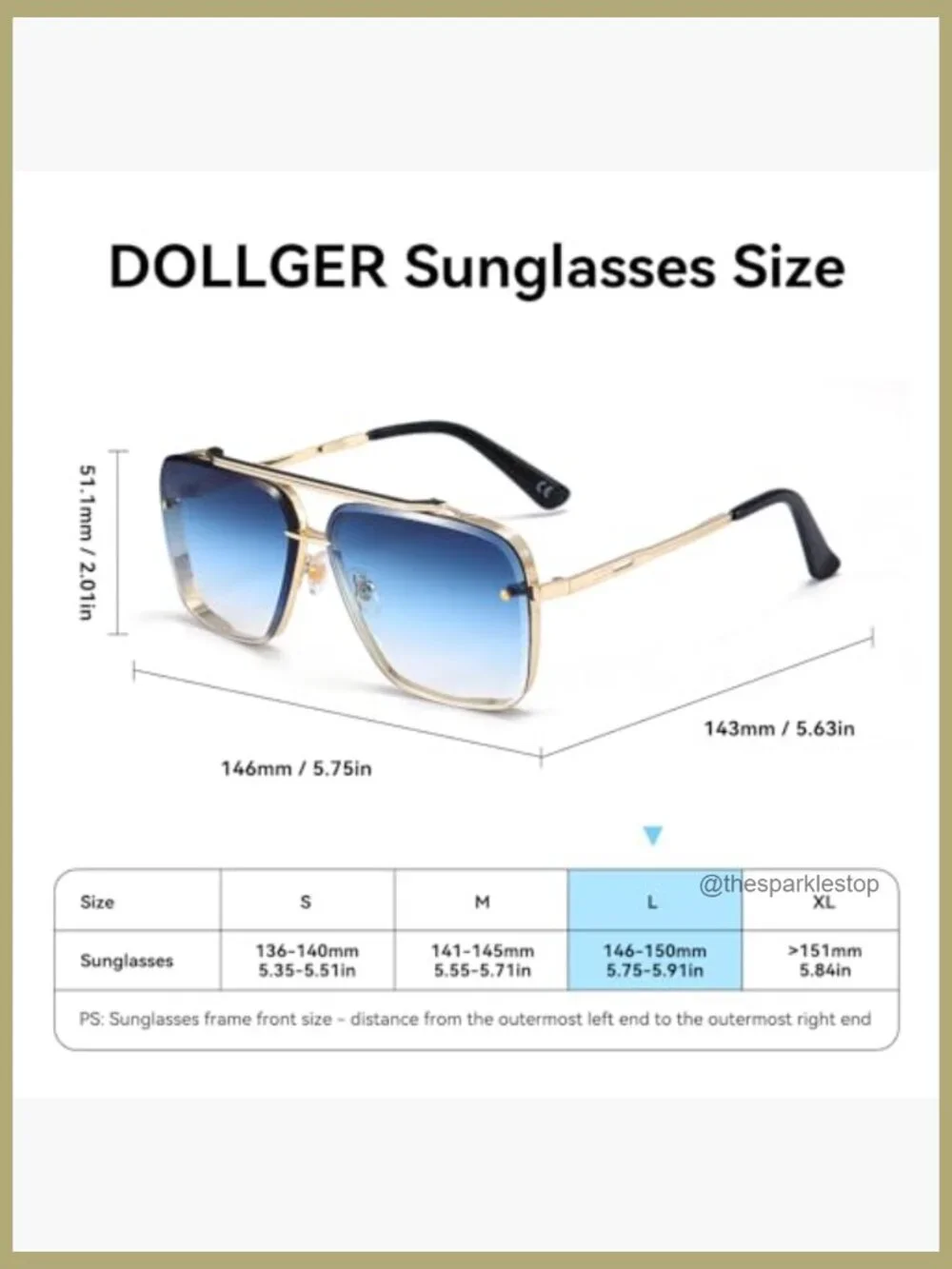 Metal Frame Square Aviator Sunglasses UV400 Protection Gradient Lens